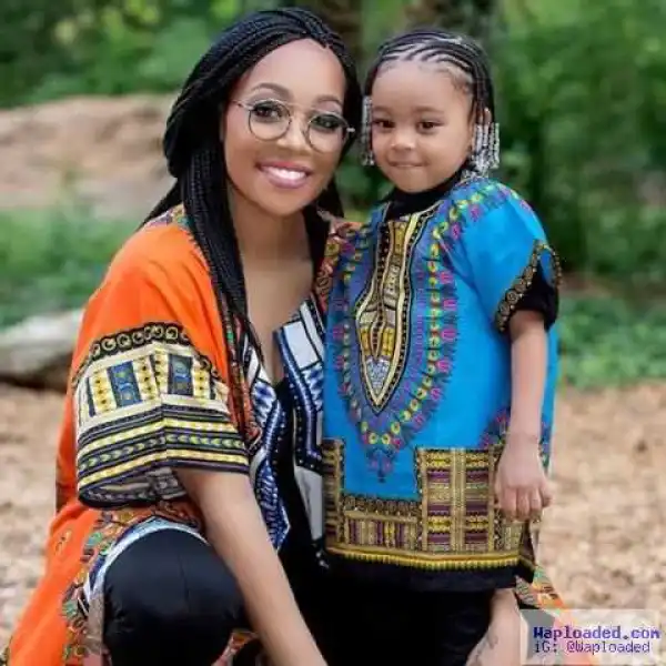 Pics: Singer Monica and her daughter rocks Dashiki at son